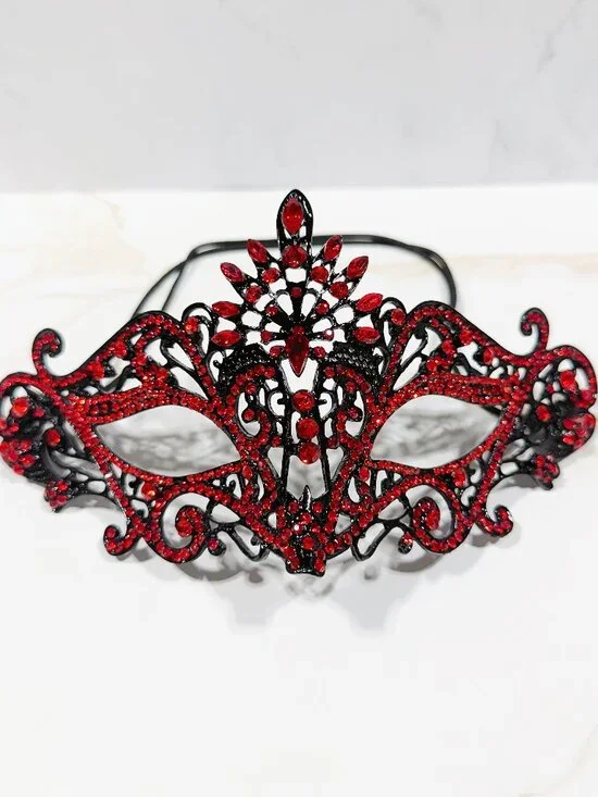Gothic Red Masquerade Mask,Venetian Bridal Mask, Gothic Wedding Accessory