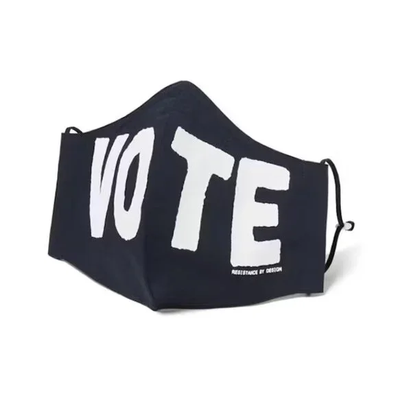 Vote Face Mask Black Fabric Washable Adult Unisex