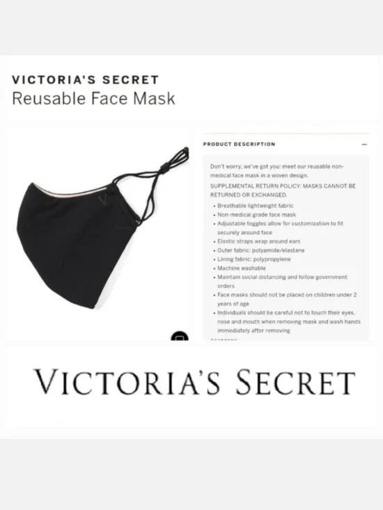 Victoria's secret reusable face mask BLACK