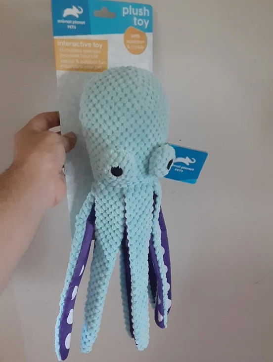 Sqeak And Crinkle Animal Planet Pets Plush Octopus Toy - Light Aqua & Purple