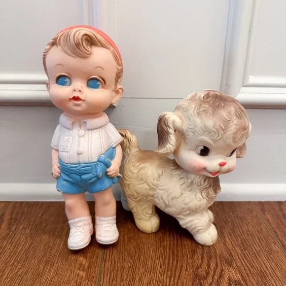 Edward Mobley 1956 Rubber‎ Working Boy And Sun Rubber Squeaky Dog Puppy Vintage