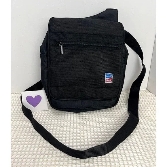 Vintage Coke Coca Cola Messenger Bag Black Adjustable‎ Strap Athens 2004