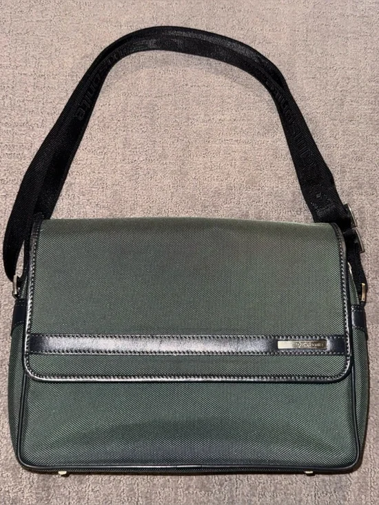Vintage Samsonite Dark Green Laptop Messenger Crossbody Bag