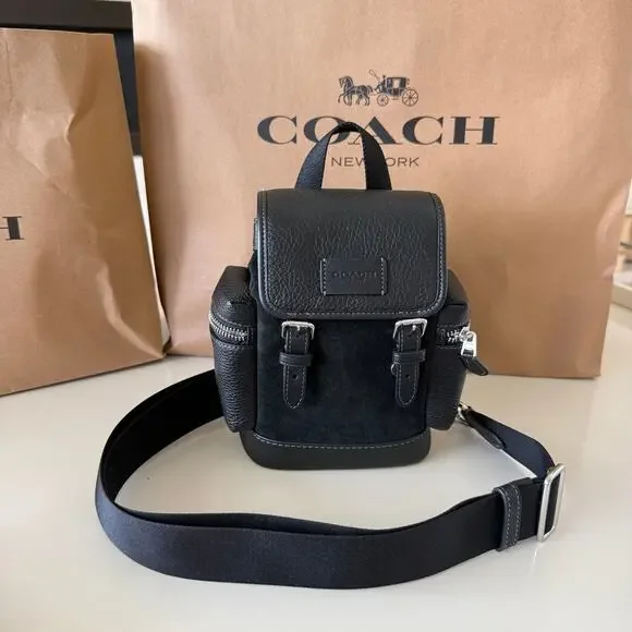 Last 1‼️Coach CCE79 Sprint Sling Pack Suede Small Messenger Bag Black