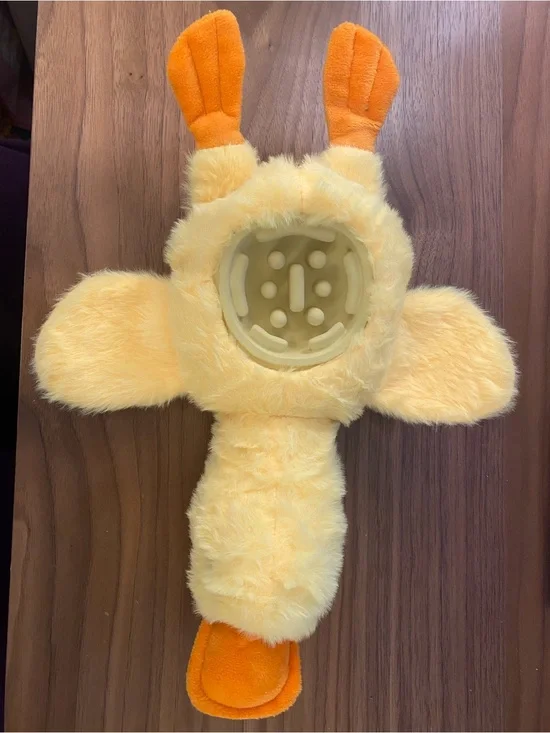 Plush Duck Dog Toy Treat Dispensing Puzzle Toy 13” Yellow Interactive