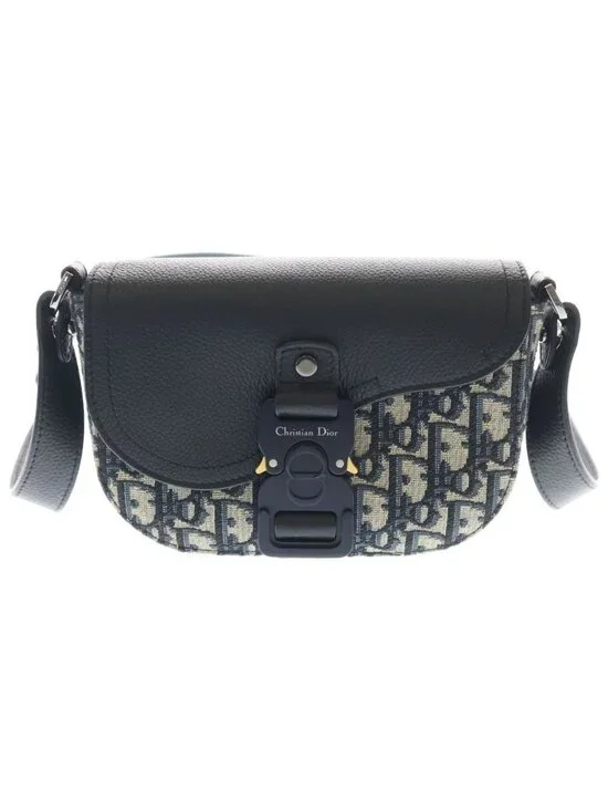 Dior Oblique Jacquard Grained Calfskin Messenger Bag Mini Gray