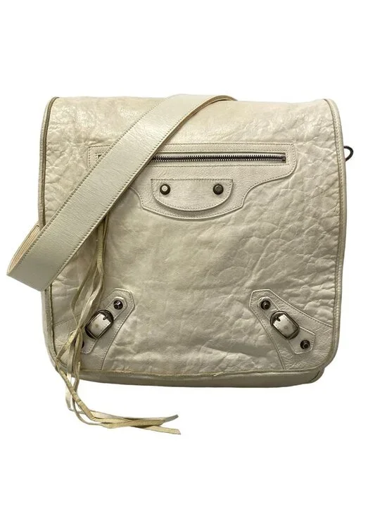 Balenciaga Shoulder Bag the Besace Ivory Leather