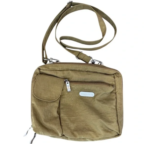 Baggallini Darkish Tan/Green Nylon Crossbody Handbag