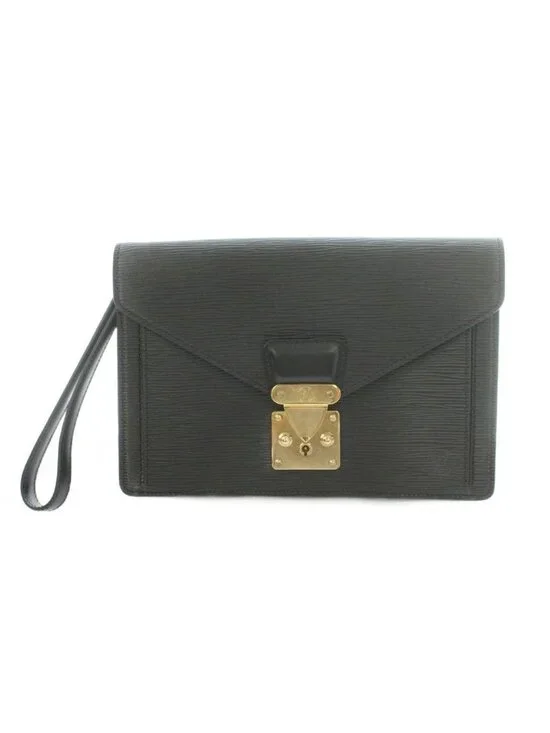 Louis Vuitton Epi Clutch Leather Black