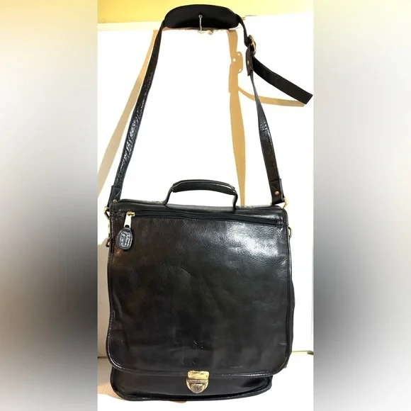 Frye vintage unisex Black distressed Leather Messenger Bag
