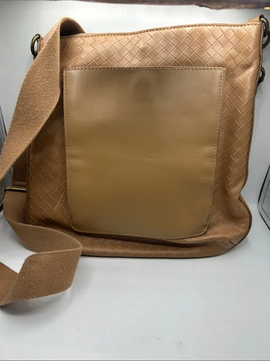 Universal Thread Woven Leather Messenger Bag in Tan