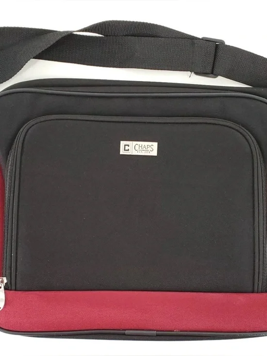 Chaps Huntley messenger bag men’s black and burgundy crossbody travel bag