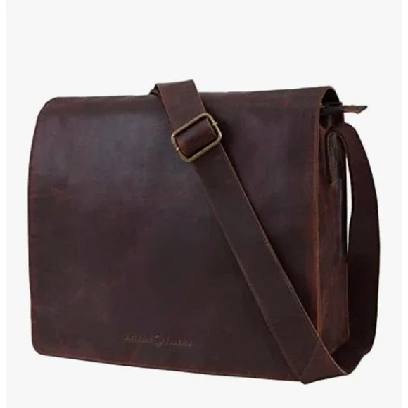 Antonio Valeria Messenger Bag Mens OS Brown New Distressed Leather Satchel