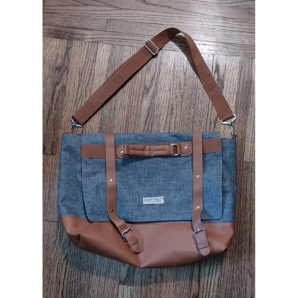 CRG Prestige Large Messenger Bag Grey Brown Carry On Medical Diaper Bag 19x12
