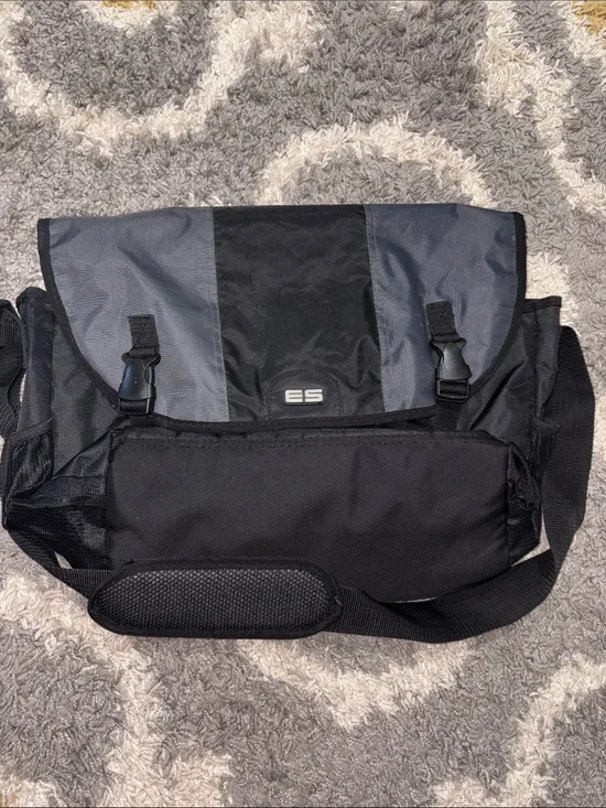 Black and Gray Messenger Bag for Men