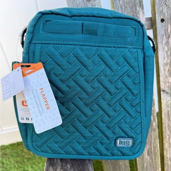 Lugs Crossbody Purse With Two Straps‎ And Lots Of Pockets Teal Blue Green NWT W