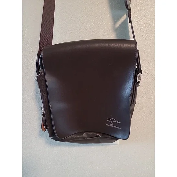 Kangaroo Kingdom Brand Men Leather Messenger Shoulder Bags Brown Handbag M261
