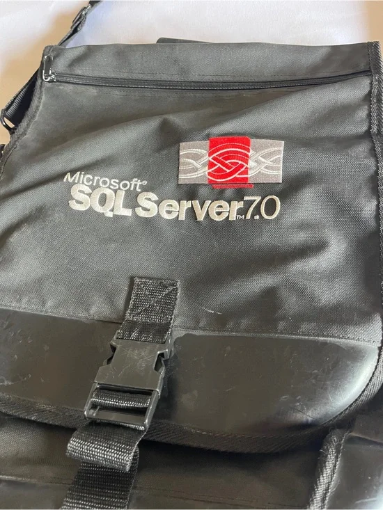 Vintage Microsoft SQL Server 7.0 Black Messenger Bag Backpack