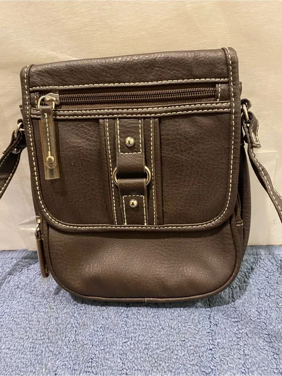 Men's Brown Crossbody Bag - Classic Stitched Design