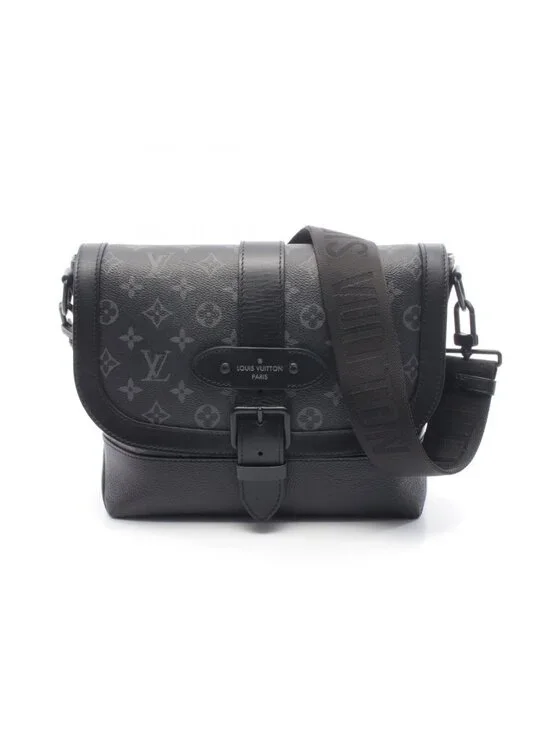 Louis Vuitton Shoulder Bag Saumur Messenger Noir Black Canvas