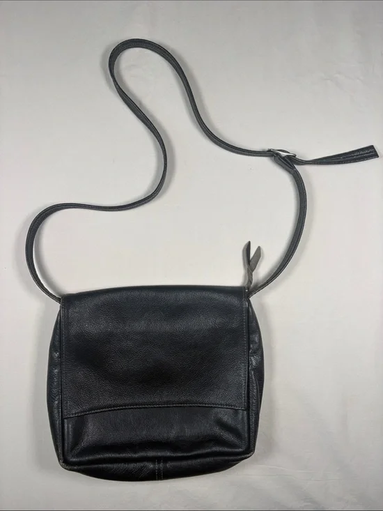 SAS Black Pebble-Grain Leather Messenger Bag