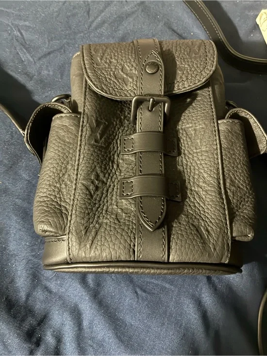 Men's Leather Crossbody Bag - Black