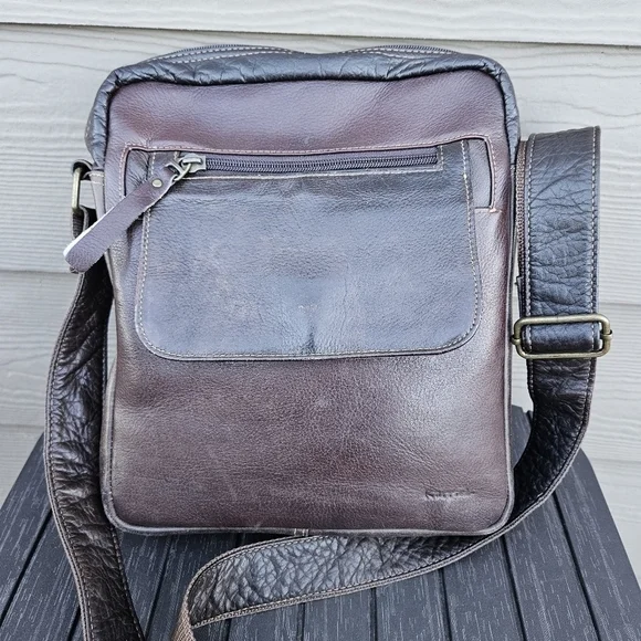 Colombian Leather Dark Brown Crossbody Bag Purse Men's Tote Satchel Quality Bag