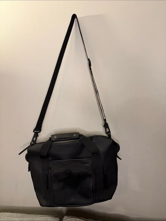 Rains Black Messenger Bag with Adjustable Strap