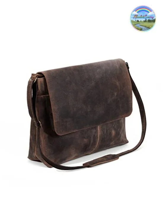 Handmade Buffalo Leather Messenger Satchel Laptop Briefcase 17 inch