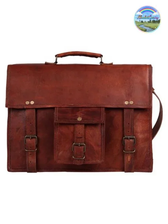 Full Grain Leather Laptop Messenger Bag 14
