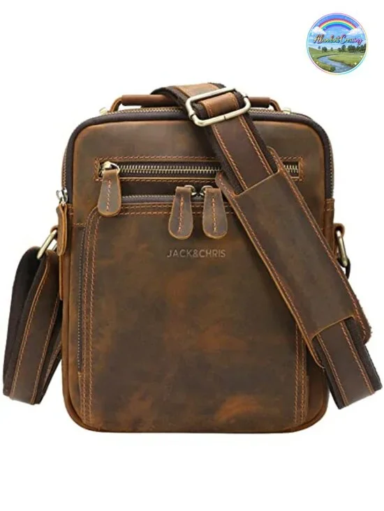 Genuine Cowhide Leather Messenger Bag Crossbody Man Purse Work Business