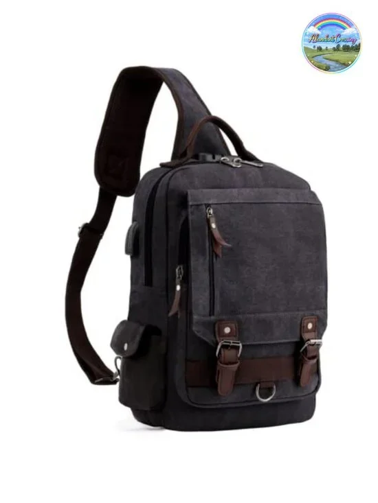 Retro Canvas Messenger Bag with USB Charging, Anti-Theft Lock, 12 Pockets