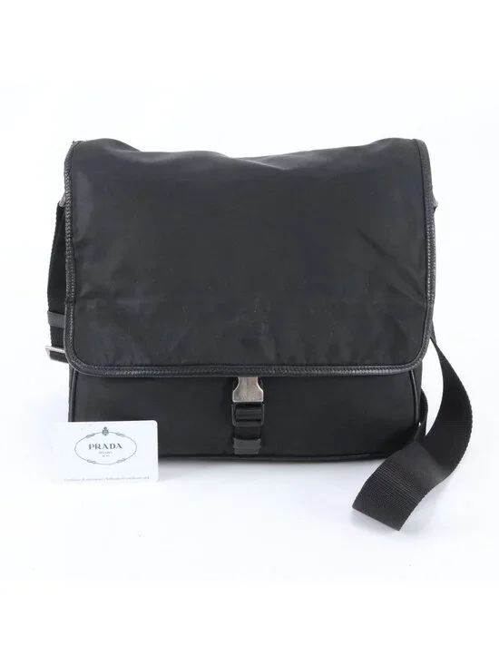 Prada Tessuto Nylon Shoulder Bag Crossbody Messenger Black