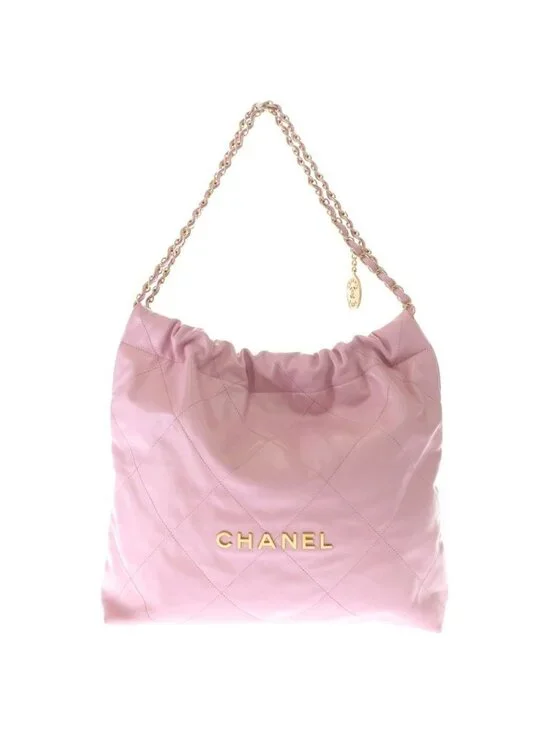 Chanel 22 Tote Shoulder Bag Pink Calfskin Gold