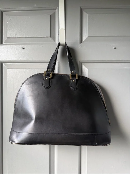 Alberta Di Canio Black Leather Dome Satchel