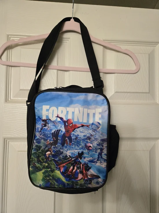 Fortnite Black and Blue Lunchbag With Shoulder Strap And Handle