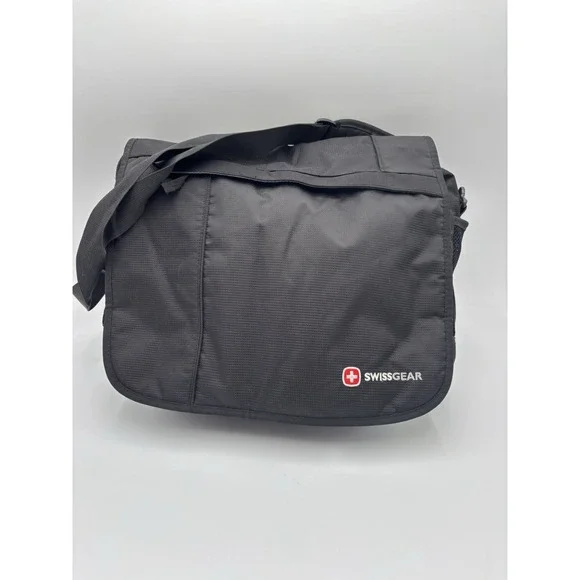 SwissGear Black Messenger Laptop Bag Shoulder Crossbody Travel Organizer Case