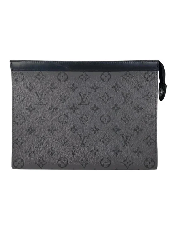 Louis Vuitton Clutch Pochette Voyage Monogram Eclipse Reverse Gray