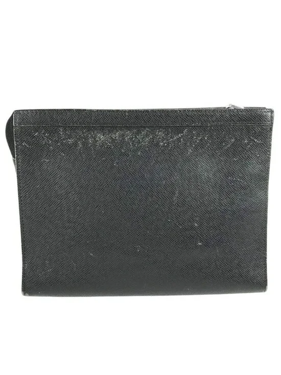 Louis Vuitton Clutch Pochette Voyage Taiga Leather Ardoise Black
