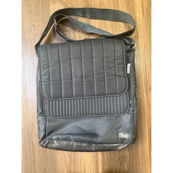 Lug Gray Crossbody Bag Messenger Bag Grey Quilted Nylon Travel Utility