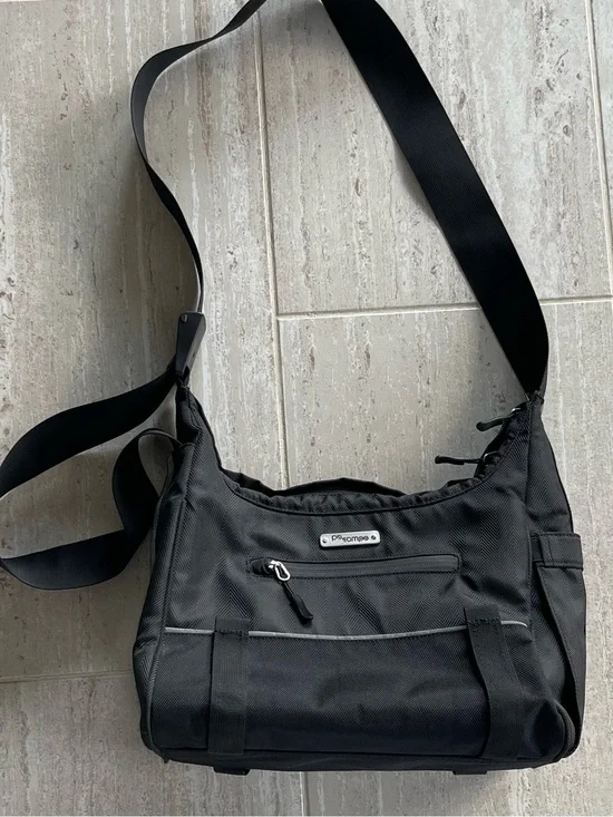 Po Campo Black Herringbone Crossbody Weatherproof Commuter Travel Bike Bag