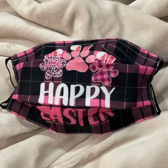 New Happy Easter paw face mask