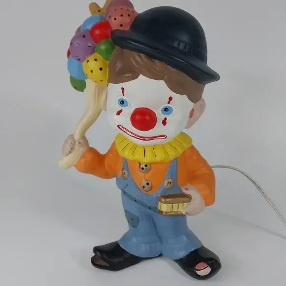 ceramic‎ clown night light lamp light up Works