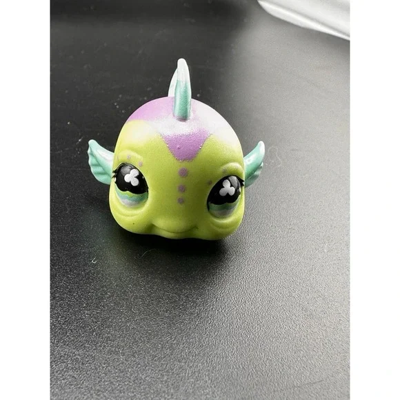 Littlest‎ Pet Shop Authentic LPS #514 Green Purple Pufferfish Baby Fish Guppy