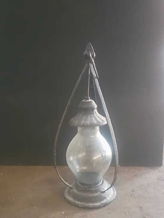 Vintage-Style Gray Metal Hanging Lantern - Home Accents