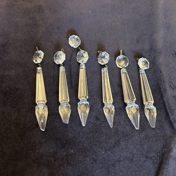 Vintage antique Cut Crystal Glass Chandelier Icicle Prisms Antique Lot Read