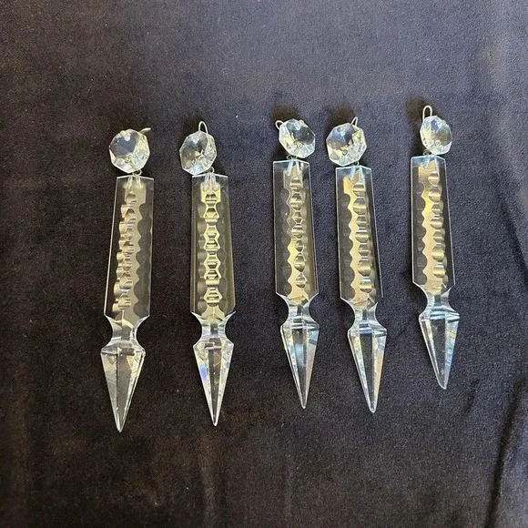 5 Antique Vintage Crystal Glass French Gothic Prism Chandelier LampvPart Luster