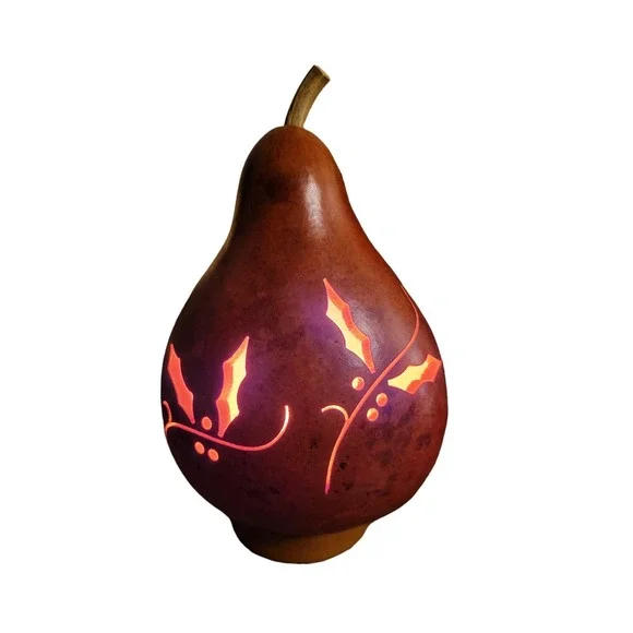 MEADOWBROOKE Gourd ‎ Hand-crafted Lighted Lamp Luminary Autumn Nightlight Signed