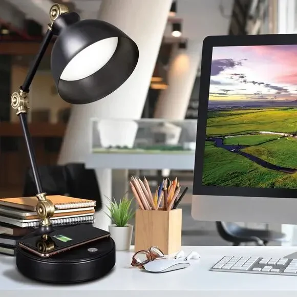 OttLite LED Desk Lamp Wireless Charging USB 3 Color Modes Eye Care Light NEW