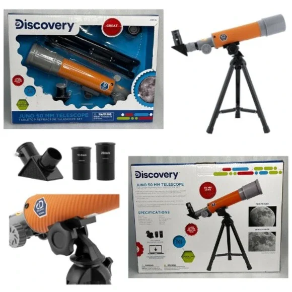 Discovery Juno 50 MM Telescope Tabletop Refractor Telescope Set 18X & 28.8X‎ NEW